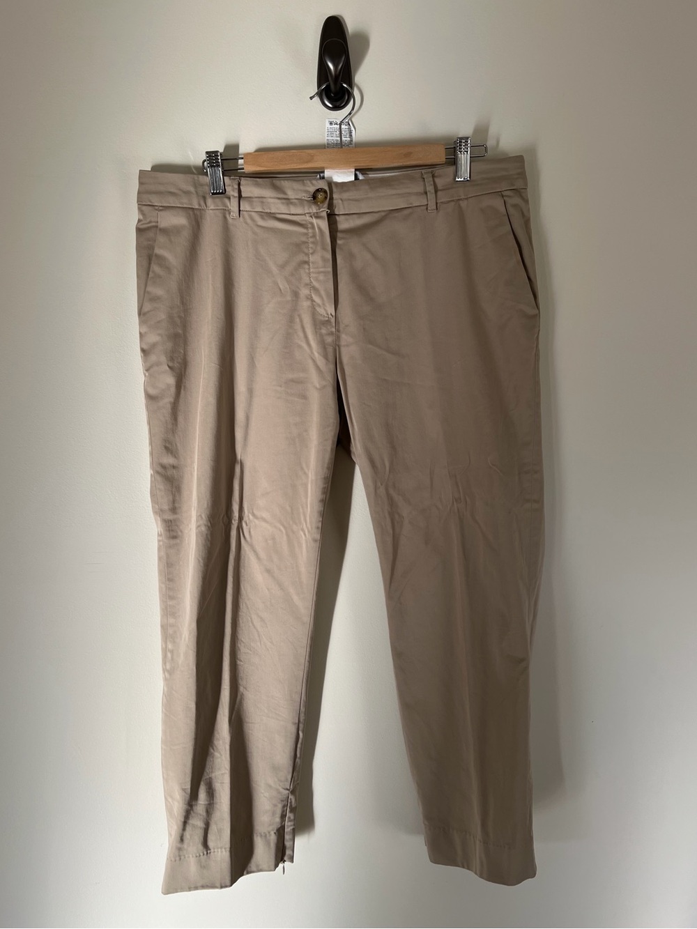 Women’s Classic Khaki Dress Pants - Cropped Neutral Tan